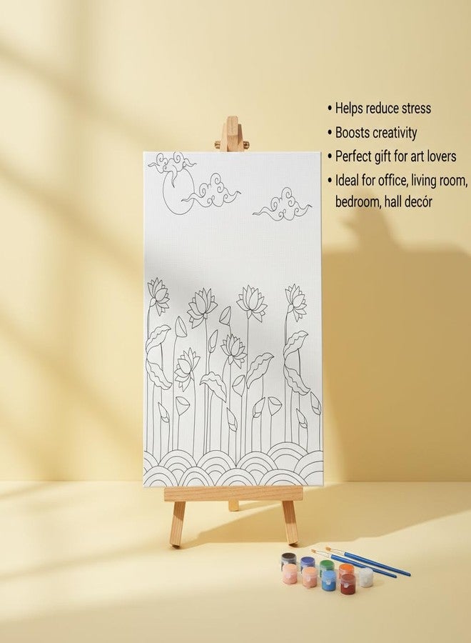 HOBBY INDIA Canvas Painting Board Kit for Kids & Adults | DIY Art & Craft Gift for Boys & Girls | Pre-Designed Indian Handmade Art | Home, Bedroom, Living Room & Office Décor (12 x 9 Inch) (Lotus) - Image 3